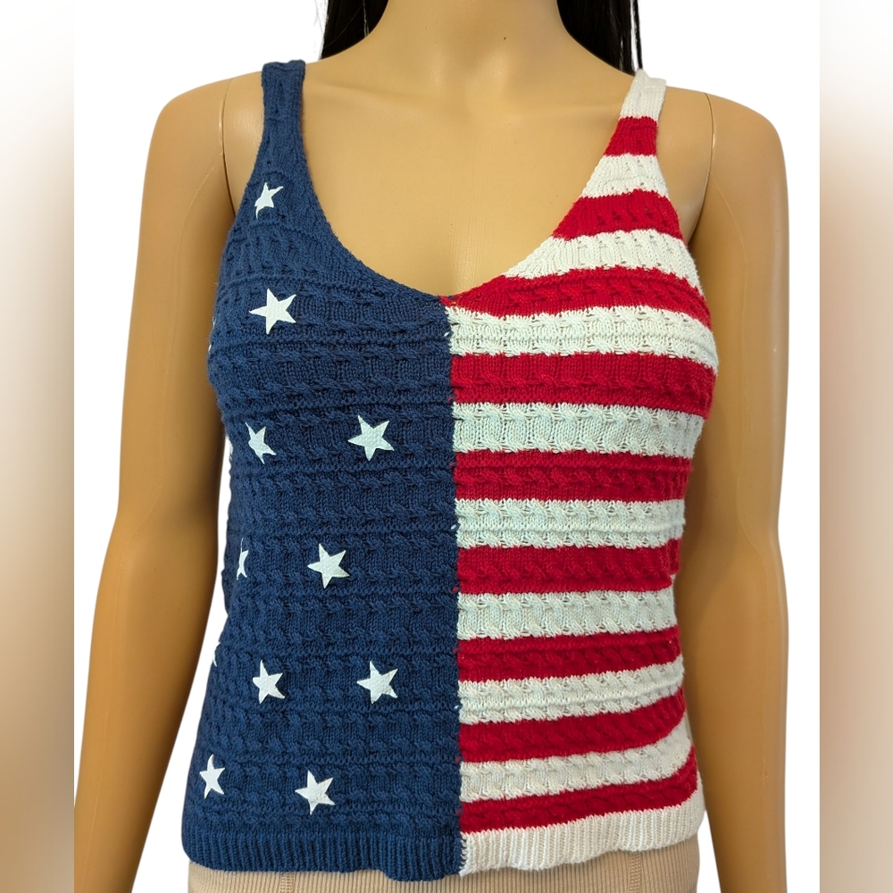 American Flag Knit Tank Top Small - Picture 4 of 12